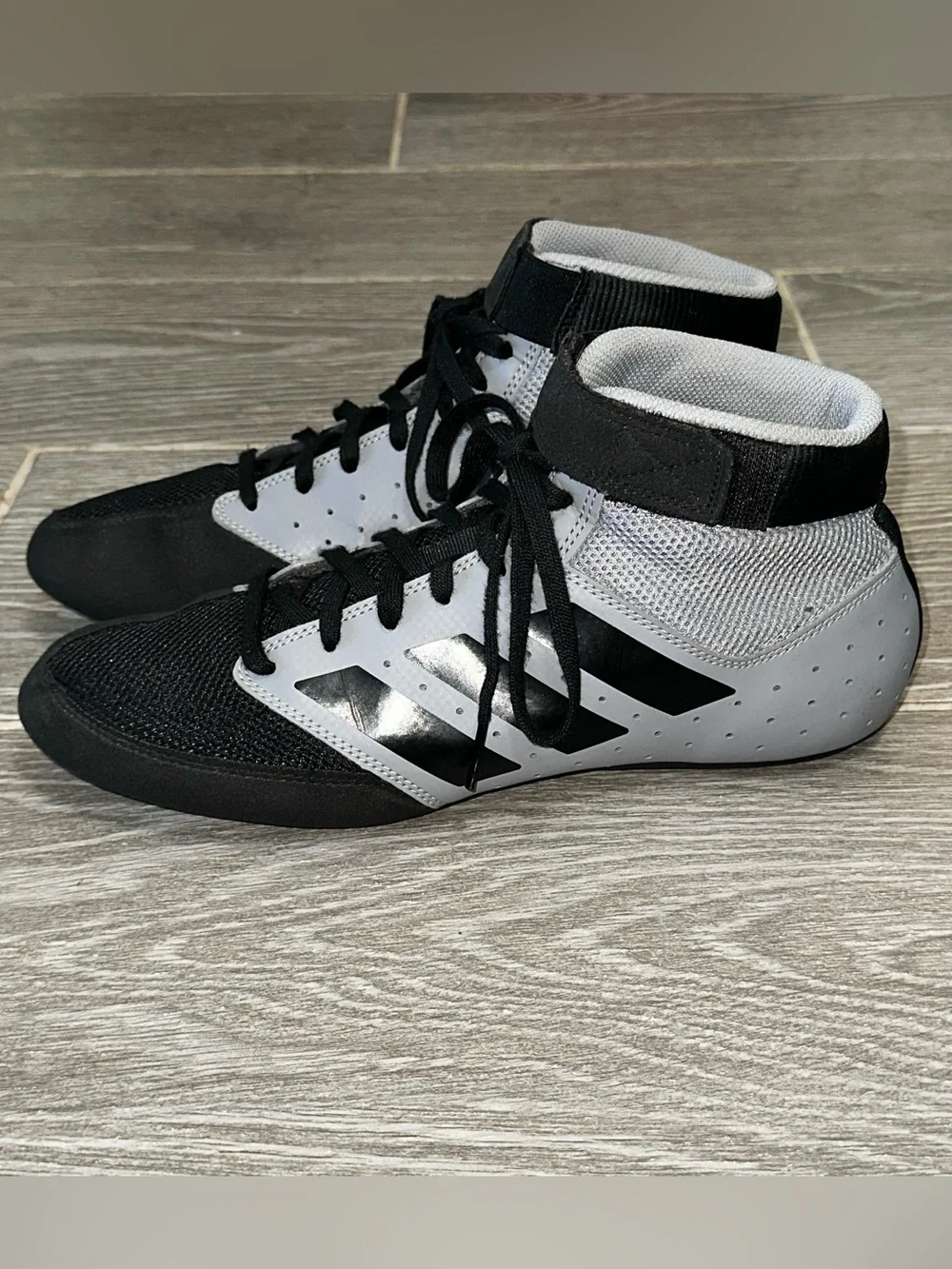 adidas Mat Hog 2.0 Black Gray Wrestling Shoes Men’s 7.5 High Top MMA Boxing